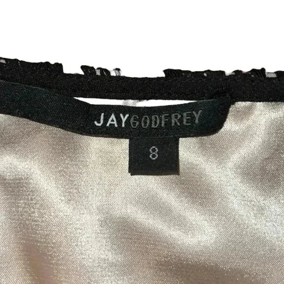 Jay Godfrey Slip Dress Black Lace Over Tan Satin Size 8